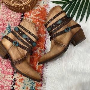 Corral Tan Brown C3195 Western Heeled Leather Bone Harness Boots 8.5 Nashville